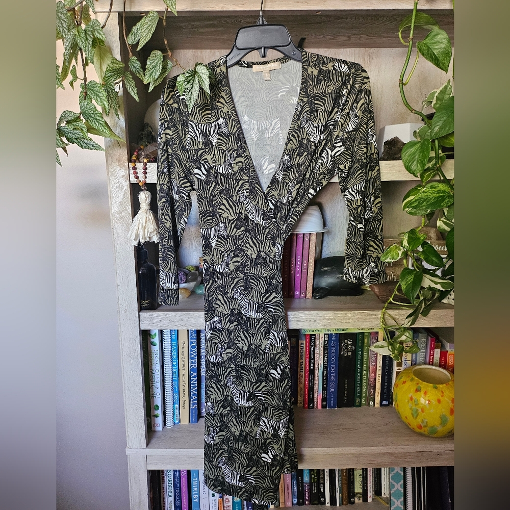 Banana Republic Olive Zebra Wrap Dress